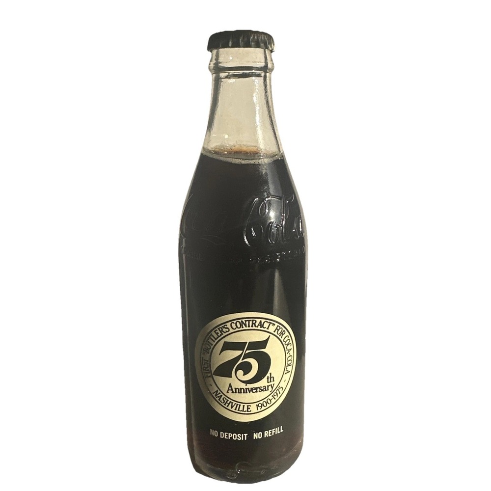 Coca Cola 1975 Anniversary 75 Years Collectors 10 Oz Glass Bottle Nashville USA